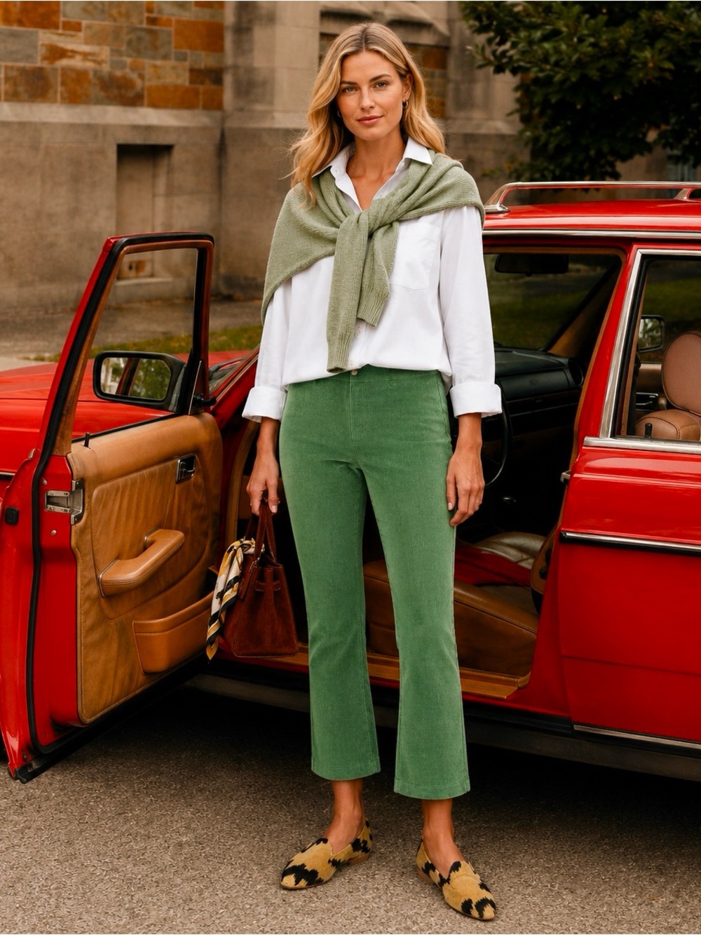 Tuckernuck Green Corduroy Boot-Cut Pants